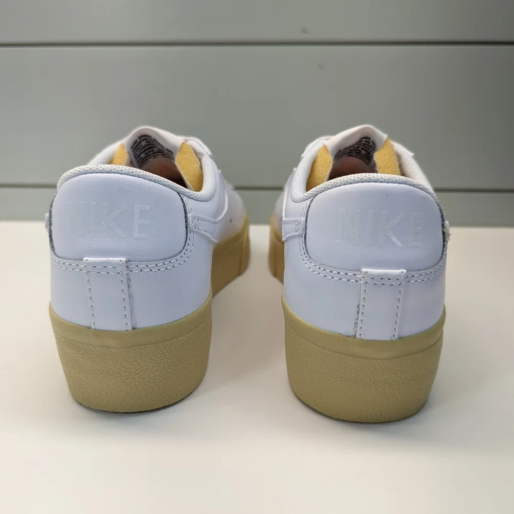 Nike Blazer Low Platform White Lemon Wash Leather Casual Sneakers Women's 7